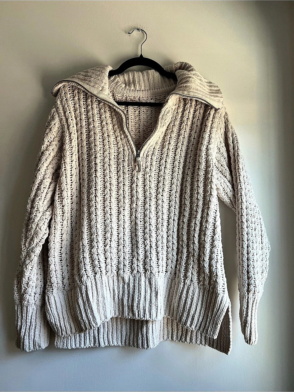 Aerie Cable Car Quarter Zip Sweater Size Small